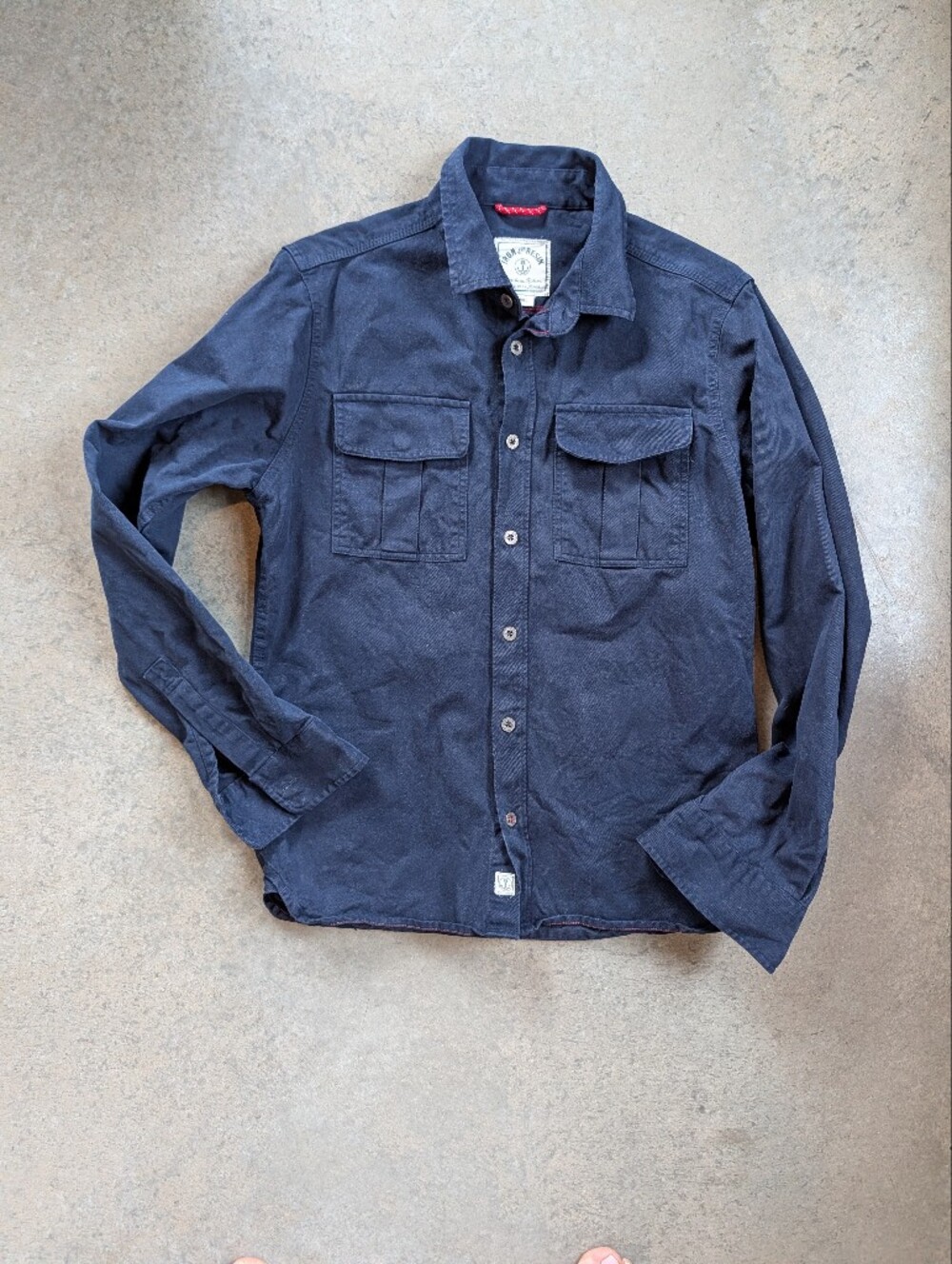 Iron & Resin Cotton Heavyweight Button Down Shirt Men's Small Navy